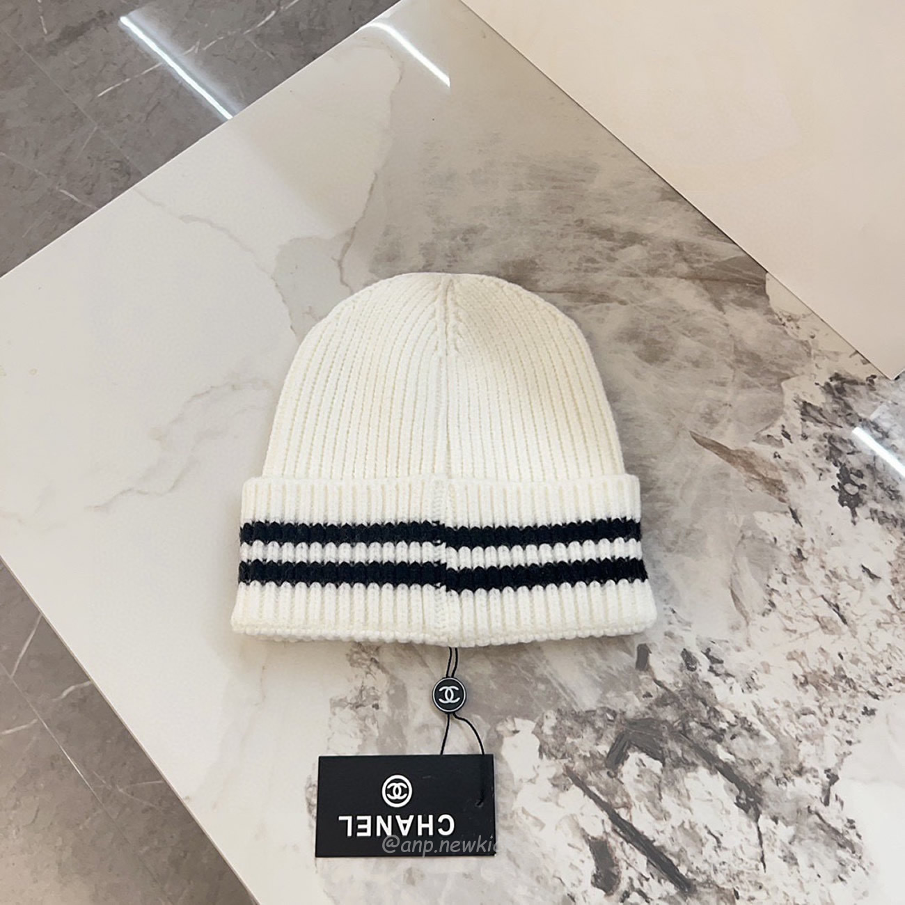 Chanel Knitted Cold Hat White Black Gray Brown (11) - newkick.app